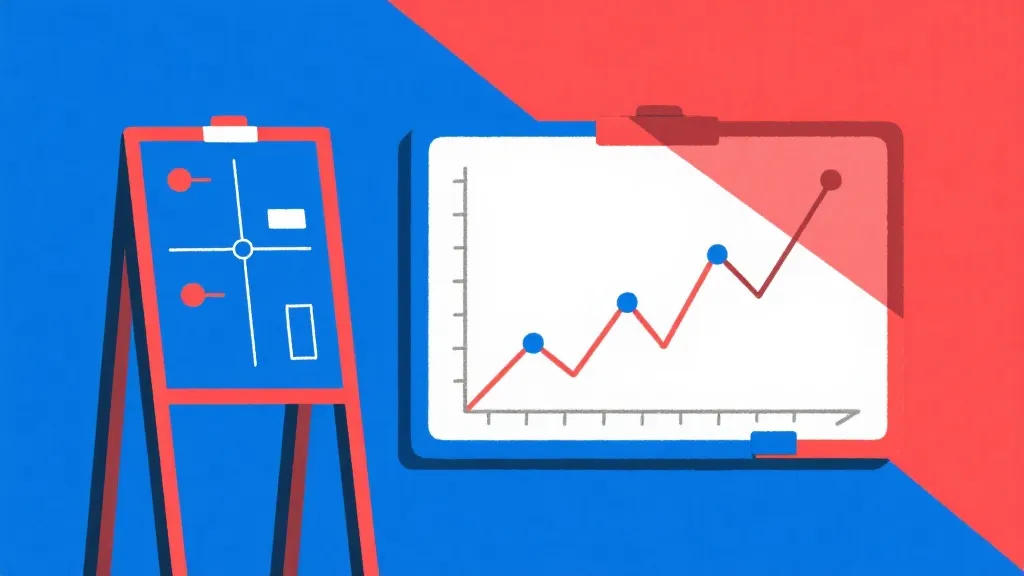 战术板与概率曲线并置的插画风复盘画面