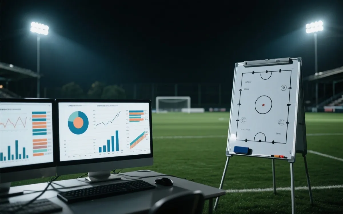 世界杯淘汰赛夜晚球场与数据分析氛围